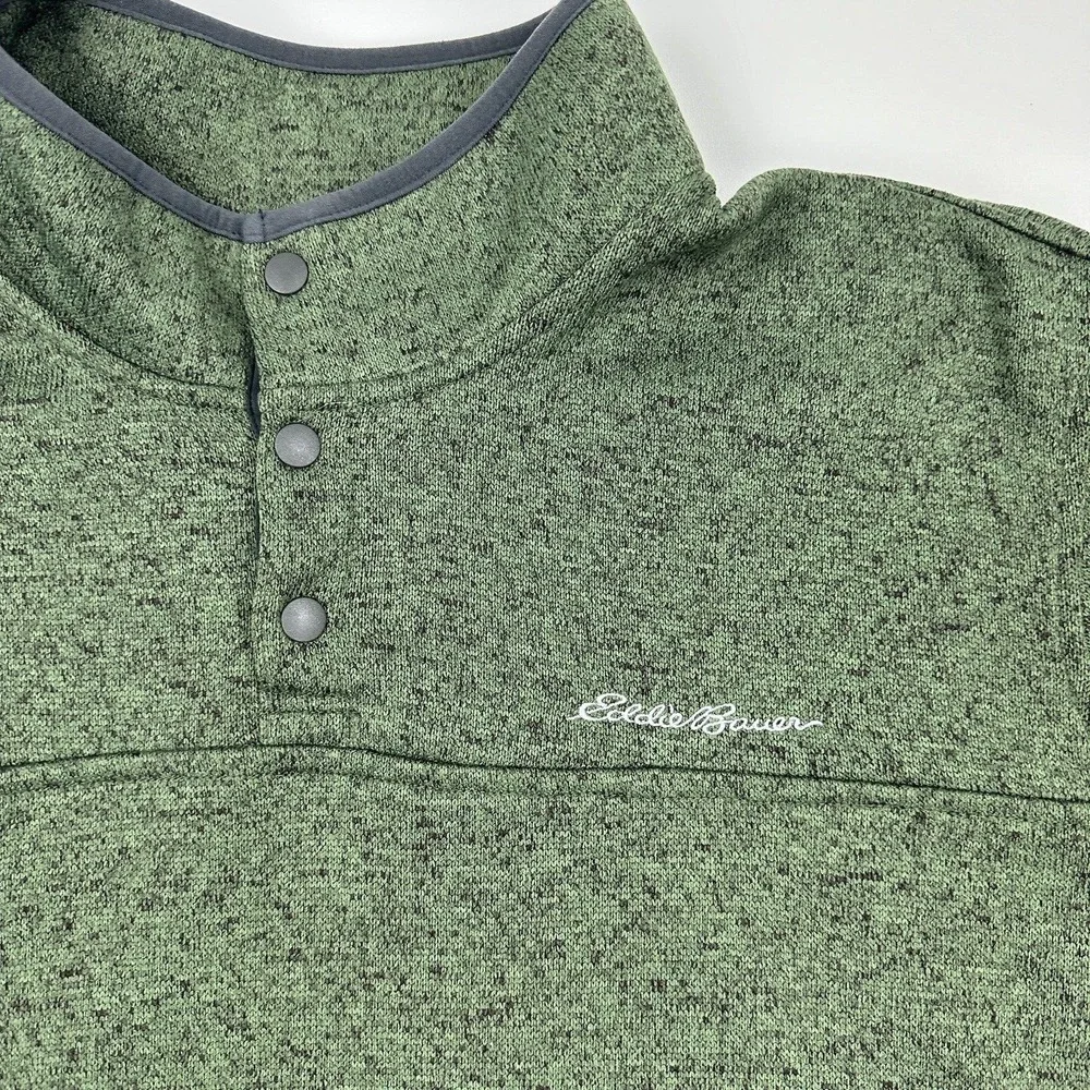 Eddie Bauer Radiator Fleece Sweater Mens 2XL Green T Snap Pullover Outdoor
